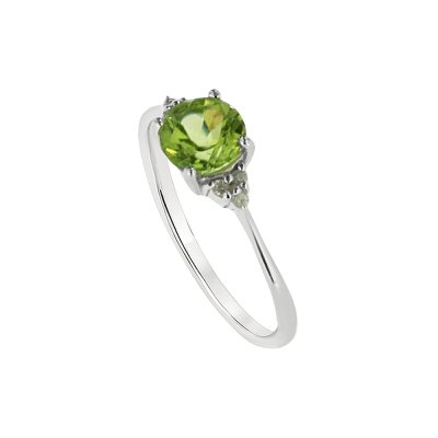 Sterling Silver Peridot & White Topaz Ring