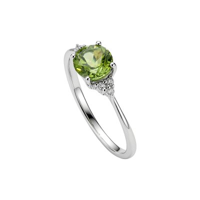 Sterling Silver Peridot & White Topaz Ring