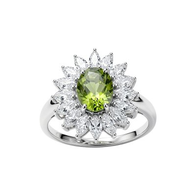Sterling Silver Peridot & White Topaz Ring
