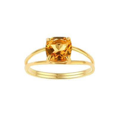 Sterling Silver Citrine Ring Over 18K Yellow Gold Plated