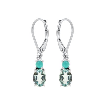 Sterling Silver  Sky Blue Topaz & Sleeping Turquoise Earrrings
