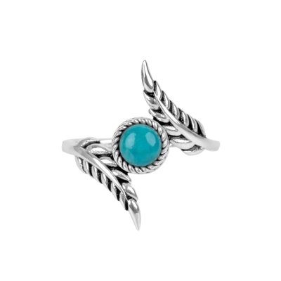 Sterling Silver Turquoise Leaf Ring