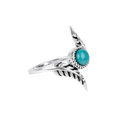 Sterling Silver Turquoise Leaf Ring