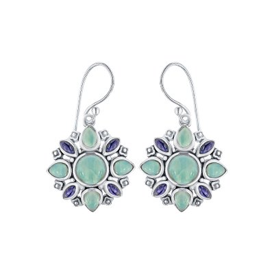 Sterling Silver Larimar & Lapis Earrings
