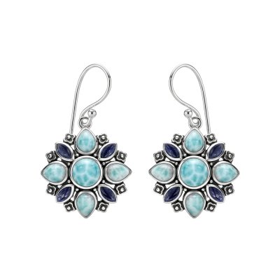 Sterling Silver Larimar & Lapis Earrings