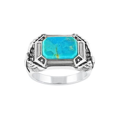 Sterling Silver Turquoise Eagle Men's Ring