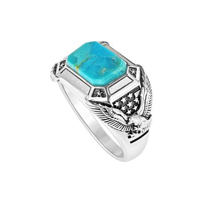 Sterling Silver Turquoise Eagle Men's Ring