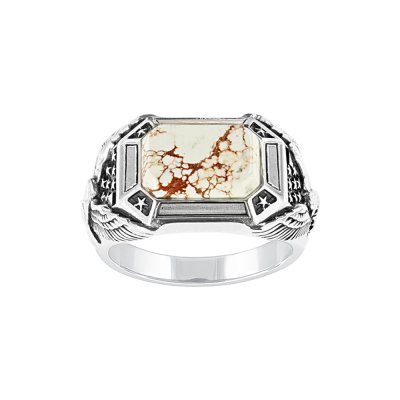 Sterling Silver Eagle Wild Horse Eagle Men's Ring