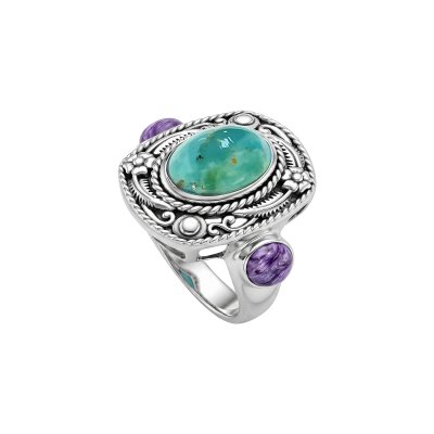 Sterling Silver Turquoise & Charoite Ring