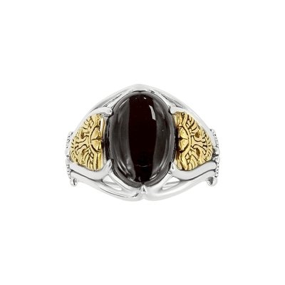 Sterling Silver Black Onyx Two-Tone Eagle Men's Ring
