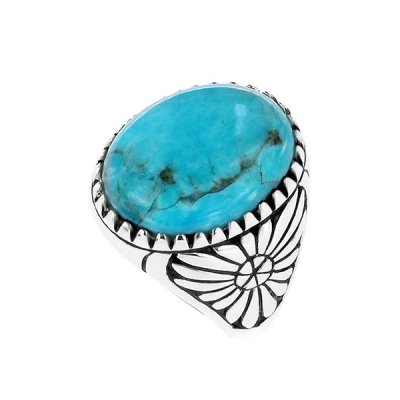 Sterling Silver Kingman Turquoise Men's Ring