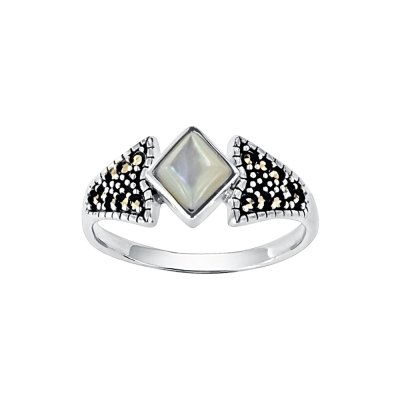 Sterling Silver Mother of Pearl & Marcasite Ring
