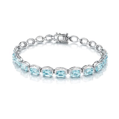 Sterling Silver Sky Blue Topaz Tennis Bracelet 7.25 Inches