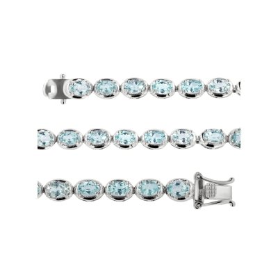 Sterling Silver Sky Blue Topaz Tennis Bracelet 7.25 Inches