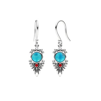 Turquoise & Coral Sterling Silver Turquoise Earrings