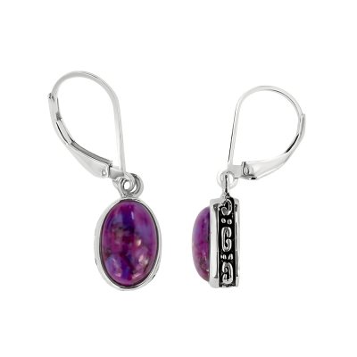 Sterling Silver Purple Turquoise Earrings