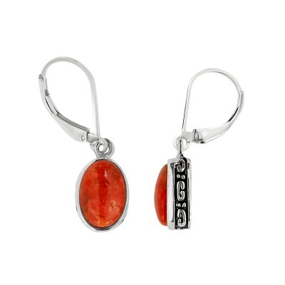 Sterling Silver Red Coral Earrings