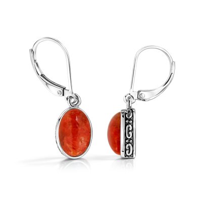 Sterling Silver Red Coral Earrings