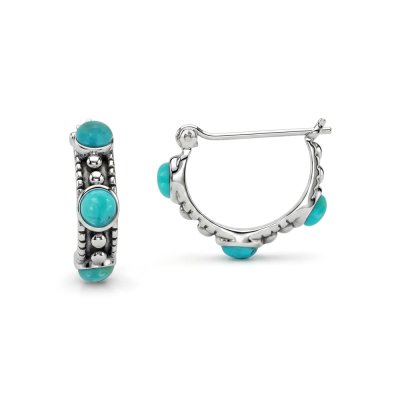 Sterling Silver Turquoise Hoop Earrings