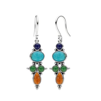 Multi Colors Sterling Silver Earrings