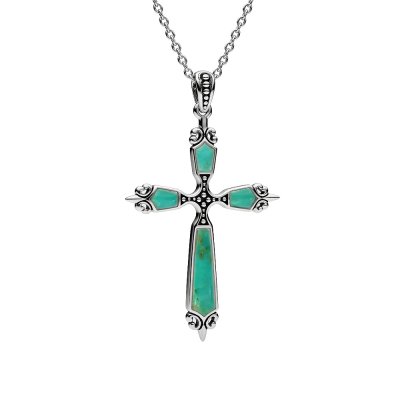 Sterling Silver Turquoise Pendant With Chain 18 Inches