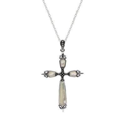 Sterling Silver Mother of Pearl Pendant With Chain 18 Inches