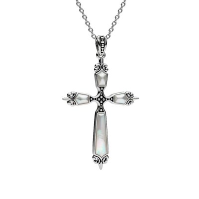 Sterling Silver Mother of Pearl Pendant With Chain 18 Inches