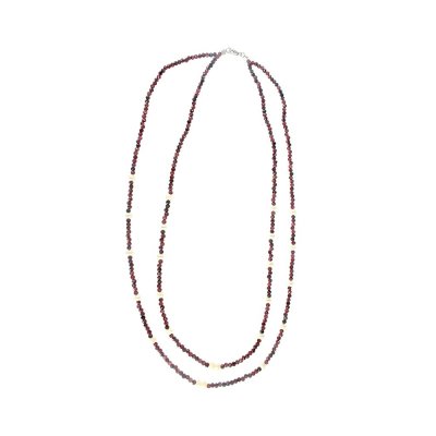 Sterling Silver Freshwater Pearl With Garnet Necklace 22 Inches