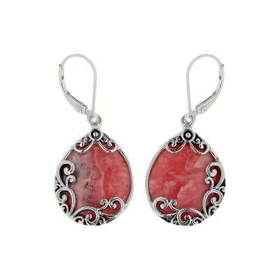 Sterling Silver Rhodochrosite Earrings