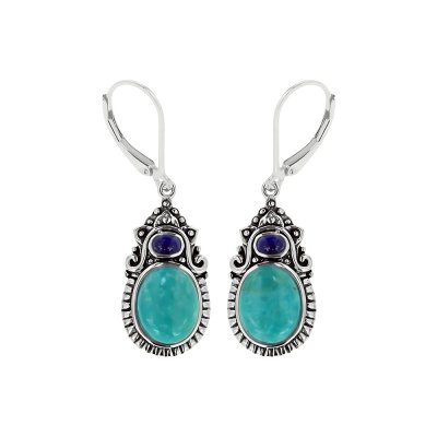 Sterling Silver Turquoise With Lapis Earrings