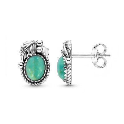 Sterling Silver Turquoise Leaf Post Earrings