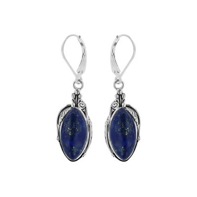 Sterling Silver Lapis Lazuli Leaf  Earrings