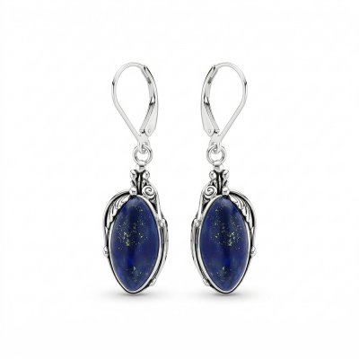 Sterling Silver Lapis Lazuli Leaf  Earrings