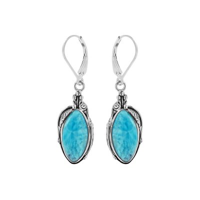 Sterling Silver Turquoise Leaf  Earrings
