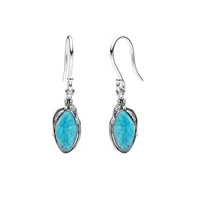 Sterling Silver Turquoise Leaf  Earrings