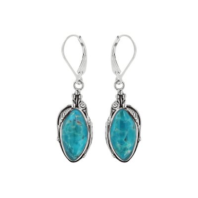Sterling Silver Turquoise Leaf  Earrings
