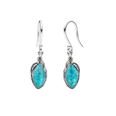 Sterling Silver Turquoise Leaf  Earrings