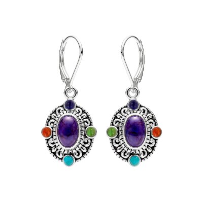 Multi Colors Sterling Silver Earrings