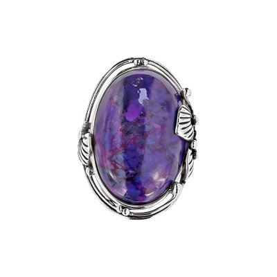 Sterling Silver Purple Turquoise Leaf Ring
