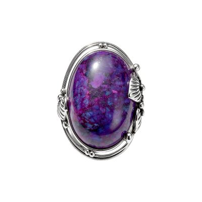Sterling Silver Purple Turquoise Leaf Ring