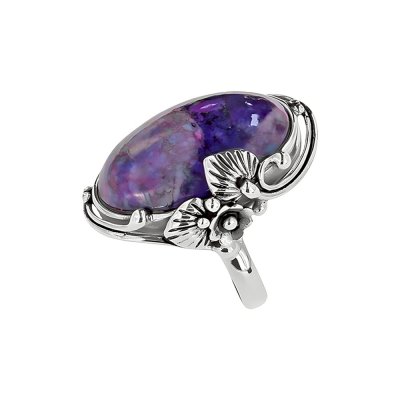 Sterling Silver Purple Turquoise Leaf Ring
