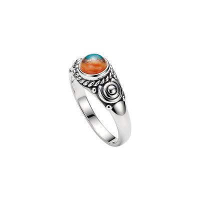 Blended Turquoise With Spiny Oyster Shell Sterling Silver Ring
