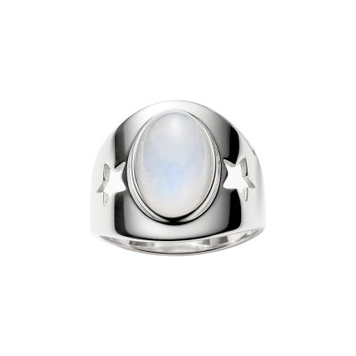 Sterling Silver Rainbow Moonstone Star Ring