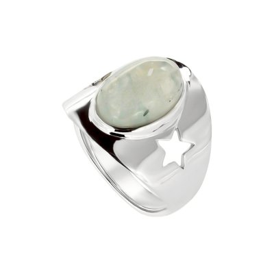 Sterling Silver Rainbow Moonstone Star Ring