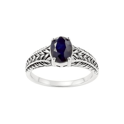 Sterling Silver Blue Sapphire Leaf Ring