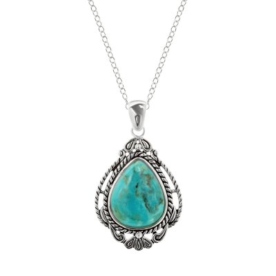 Sterling Silver Turquoise With Chain 18 Inches