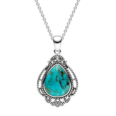 Sterling Silver Turquoise With Chain 18 Inches