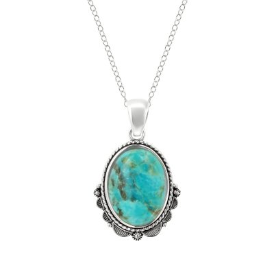 Sterling Silver Turquoise With Chain 18 Inches