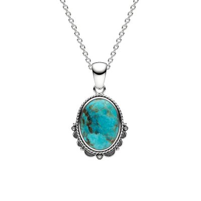 Sterling Silver Turquoise With Chain 18 Inches