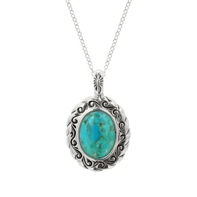 Sterling Silver Turquoise With Chain 18 Inches